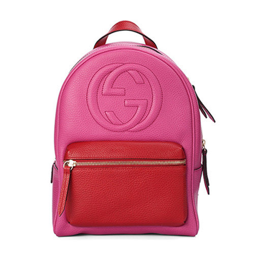 GUCCI/古驰  古琦女包 经典双G 女士玫红色牛皮时尚背包双肩包 431570 CAO2G 5592