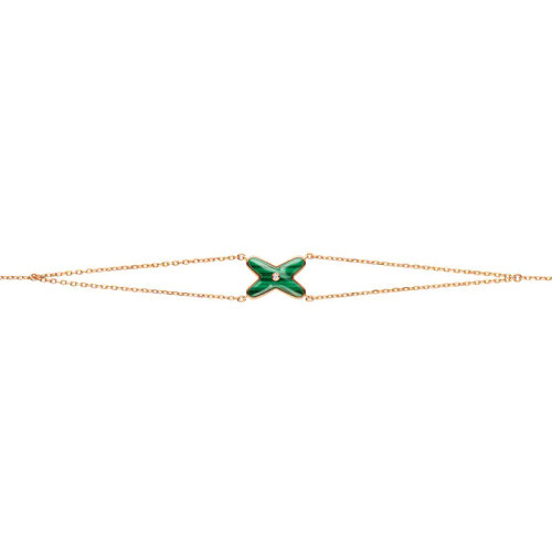 Chaumet/尚美 Jeux de Liens系列 女士18k金玫瑰金镶嵌孔雀石和一颗明亮切割钻石手链083974