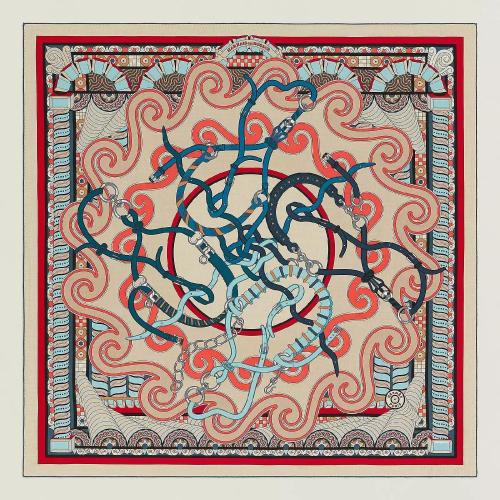  HERMES爱马仕 22年秋冬 女士 披肩 Chale 140 Harnais en Rosace H243853S 17