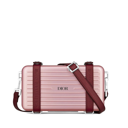 DIOR/迪奥 2020春夏新款RIMOWA限量合作款 男士粉色铝拼接小牛皮斜挎单肩箱子包 2DRCA295YWT_H30E