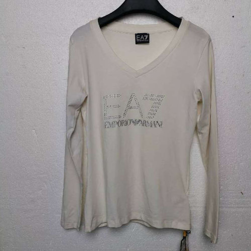 Emporio Armani/安普里奥阿玛尼/米白色女士长袖T恤(瑕疵折扣）