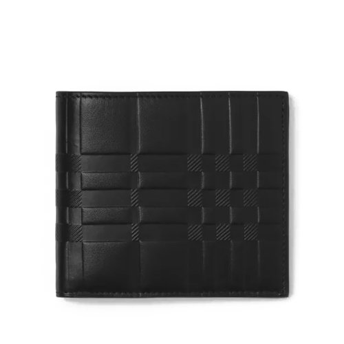 BURBERRY/博柏利  男士黑色皮革压纹效果双折钱包80493141