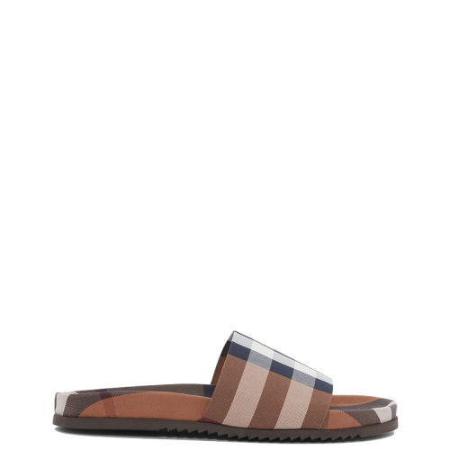 BURBERRY/博柏利 22年春夏新款 男士桦木棕色纯棉格纹拖鞋凉拖80490181