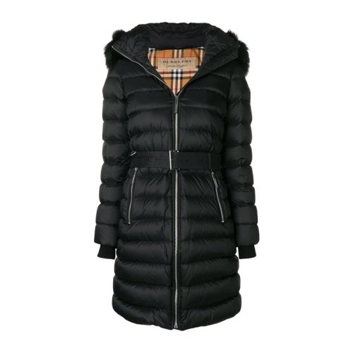 Burberry/博柏利  女装 服装 女士拉链前襟毛皮修饰外套棉服 女士大衣