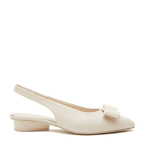 Salvatore Ferragamo/菲拉格慕 骨白色 女士VIVA蝴蝶结饰穆勒平底拖鞋 733255-01R434