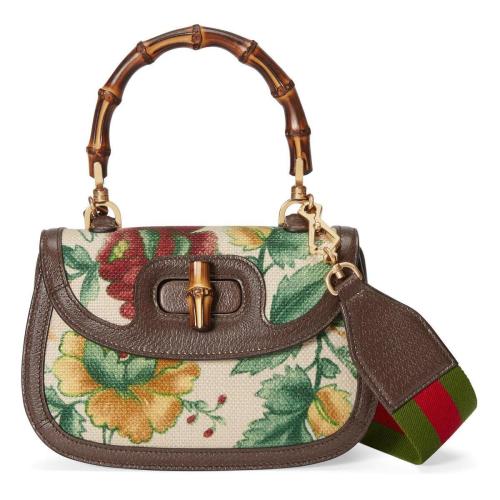  GUCCI古驰 22年秋冬 女士 Gucci Bamboo 1947系列竹节小号手提包 675797 U1WBT 9286
