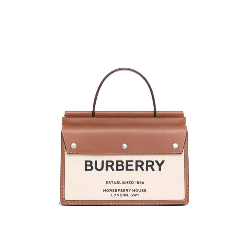 BURBERRY/博柏利  女士 Title 小号口袋装饰 印花泰尔勒手袋 Horseferry印花小号帆布邮差手提包