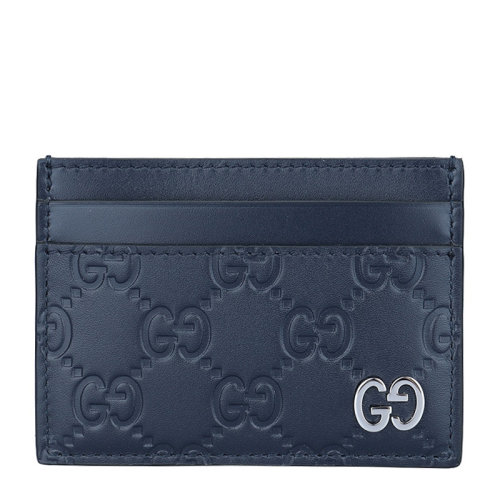 GUCCI/古驰 男士黑色皮革经典双G压花金属字母徽标钱夹钱包卡包男包 473927-CWC1N-4009