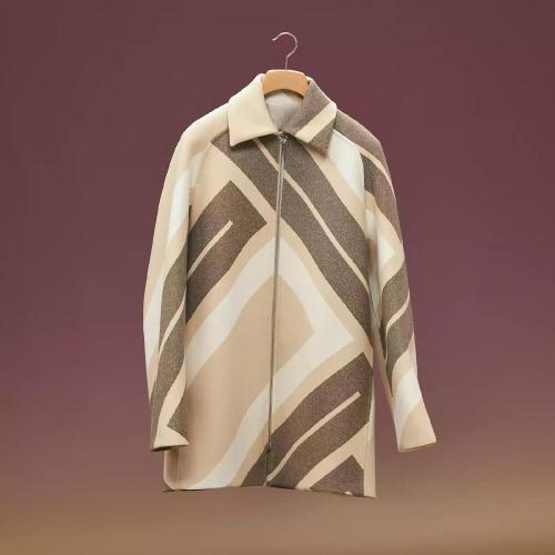  HERMES爱马仕 22年秋冬 女士 大衣 Manteau court motif ??Mosaique?? H2H0133DIBJ38