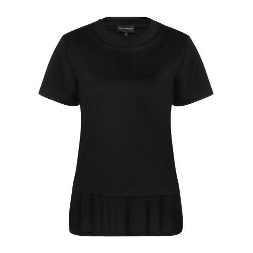 Emporio Armani/安普里奥阿玛尼 黑色 女士百褶装饰短袖T恤 6G2M7E-2JQ3Z-0999