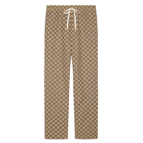 GUCCI/古驰      男士米色和蓝色GG帆布棉质休闲裤658090Z8AOV9078