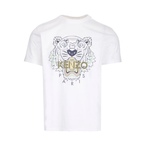 KENZO/高田贤三 男士纯色经典字母徽标虎头印花装饰圆领短袖上衣T恤 FC55TS0204YL 多色可选
