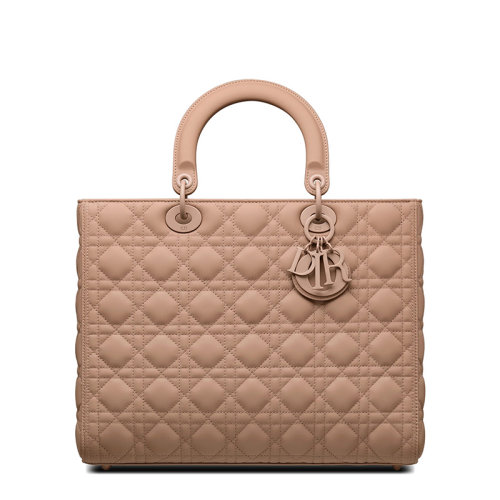 DIOR/迪奥 22春夏新款LADY系列 女士大号腮红色小牛皮藤格纹印花腮红色扣单肩斜跨手提戴妃包M0566ILOI_M50P