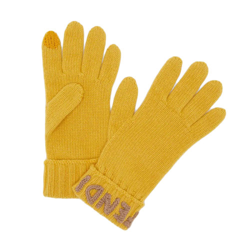 FENDI/芬迪新款 女士黄色羊毛手套FXY574AIX0F03PF