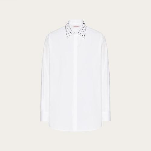  VALENTINO华伦天奴 22年秋冬 男士 长袖衬衫 CHEMISE EN COTON A_VEC COL ROCKSTUD SPIKE 1V3A