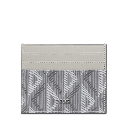 DIOR/迪奥 22春夏新款 男士灰色CD Diamond图案帆布光滑牛皮革卡包卡片夹2ESCH135DCO_H42E