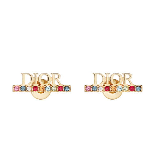DIOR/迪奥 DIO(R)EVOLUTION系列 镀金金属“DIOR”五彩水晶装饰耳钉E1456DVOCY_D665