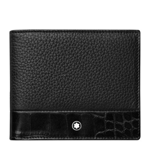 MontBlanc/万宝龙 男士经典时尚黑色皮质短款对折钱包钱夹卡包卡夹男包 118752