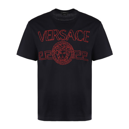 VERSACE/范思哲21新品刺绣徽标棉质宽松男士短袖T恤10012801A00915