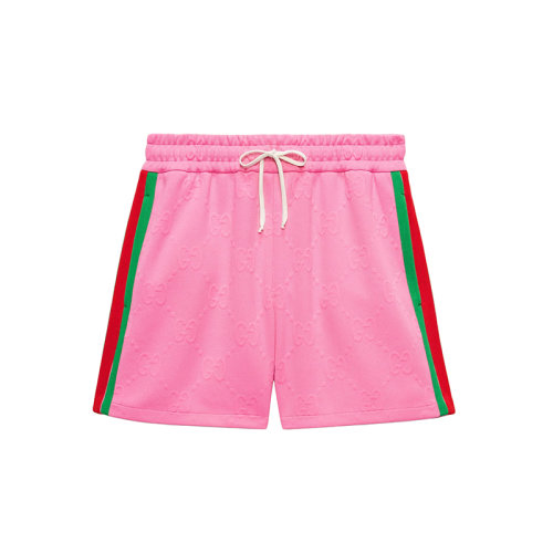  GUCCI/古驰 22年秋冬新款 爱的进行曲系列 女士粉色聚酯纤维老花提花短裤695729XJECY5835