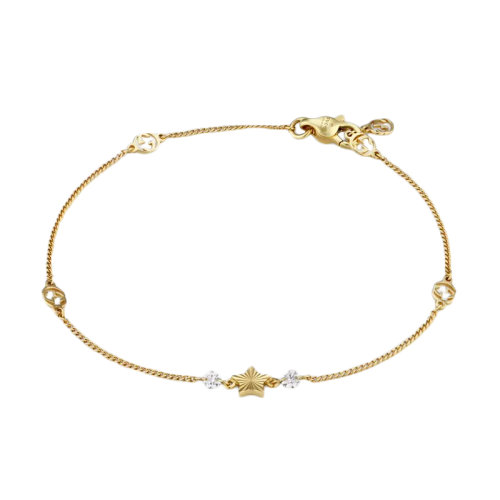 GUCCI/古驰 22春夏新款DoubleG系列 互扣式双G18K金黄金星星手链679117J85408000