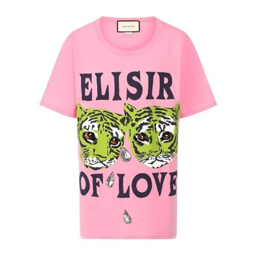 GUCCI/古驰 女士粉色棉质短袖T恤 492347 XJBHQ 5901 PLFSX