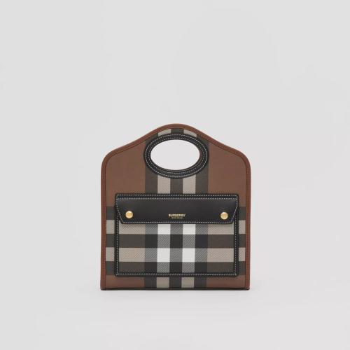  BURBERRY 22年秋冬 女士 格纹拼皮革迷你口袋包 80631241