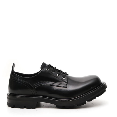 ALEXANDER MCQUEEN 亚历山大麦昆 男士 鞋靴 21春夏 黑色系带低跟皮鞋 男士商务休闲鞋