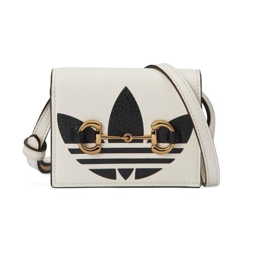  GUCCI古驰 22年秋冬 女士 adidas x Gucci联名系列饰马衔扣卡片夹 702248 DJ24G 8847