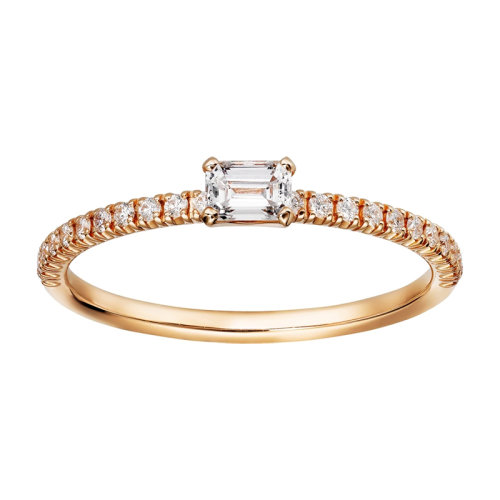 CARTIER/卡地亚 经典Etincelle系列 18K金玫瑰金镶嵌方钻典雅大气求婚订婚结婚戒指  B4216700