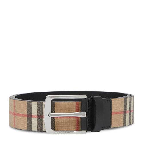 BURBERRY/博柏利 男士米色复古格纹帆布配皮腰带皮带 8040194