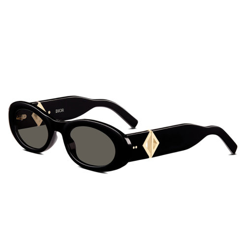 DIOR/迪奥 22年春夏新款 R1I系列 男士灰色镜片黑色醋酸纤维镜框金色CD标志太阳眼镜墨镜TRVSR1IXR_10A0