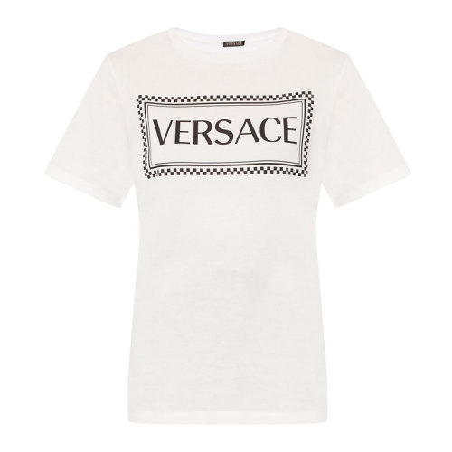 VERSACE/范思哲 女士纯色棉质经典字母徽标印花装饰弹性圆领上衣短袖T恤 A83915-A228806 多色可选