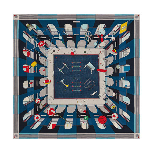 HERMES/爱马仕 22年早春新款 Carré H 140 Chic系列 男士拼色羊绒真丝混纺围巾H553774T10