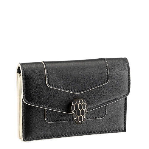 BVLGARI/宝格丽  SERPENTI FOREVER系列 女士黑色小牛皮黑色珐琅蛇头扣卡包291204