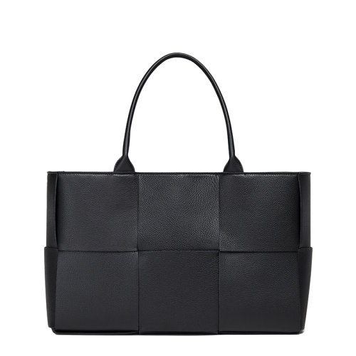 Bottega Veneta/葆蝶家 经典ARCO系列 男女通用黑色Intreccio编织牛皮革手提托特包609175VCP118425