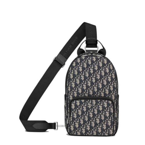 DIOR/迪奥 Dior Oblique 男士米色和黑色Dior老花帆布斜跨单肩包 1ESBO013YKY_H27E