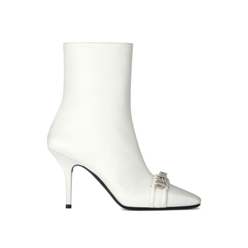 Givenchy/纪梵希 22年秋冬新款 G Woven系列 女士白色光纳帕羊皮革高跟短靴BE603XE1GH-100