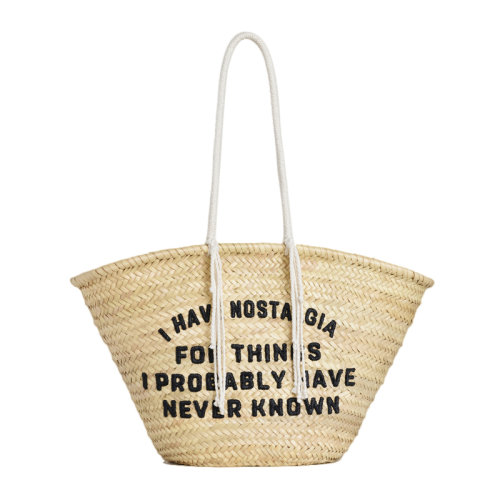 CELINE/赛琳 女士米色拉菲草复古怀旧刺绣流苏装饰双手提单肩包手提包购物袋女包  192712CGZ-38NO