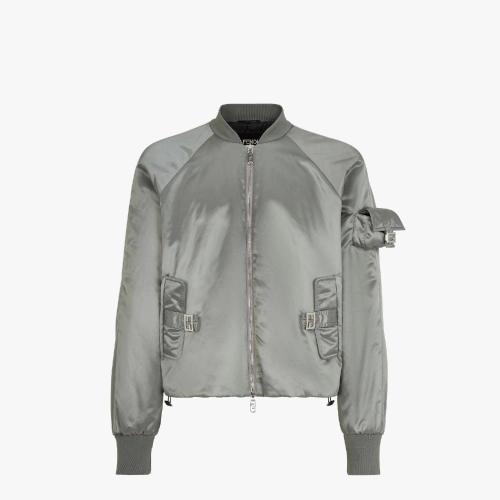  FENDI芬迪 22年秋冬 男士 夹克 鸽子灰尼龙飞行员夹克 FAA877AM0PF1J7B