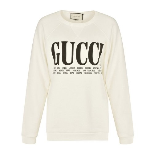 Gucci 古驰 女装 服饰 白色城市印花Cities平纹针织棉 女卫衣