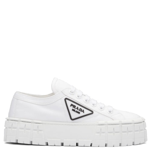 PRADA/普拉达  Double Wheel系列 女士白色尼龙华达呢运动鞋1E260M_3LFX_F0009_F_050