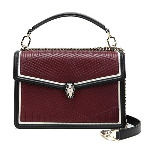 BVLGARI/宝格丽 女士SERPENTI FOREVER系列皮质蛇头扣环手提单肩斜挎包 286633