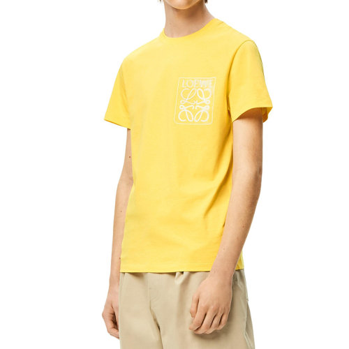 LOEWE/罗意威 22年秋冬新款 男士黄色纯棉Anagram Logo假口袋T恤H526Y22X25-8100