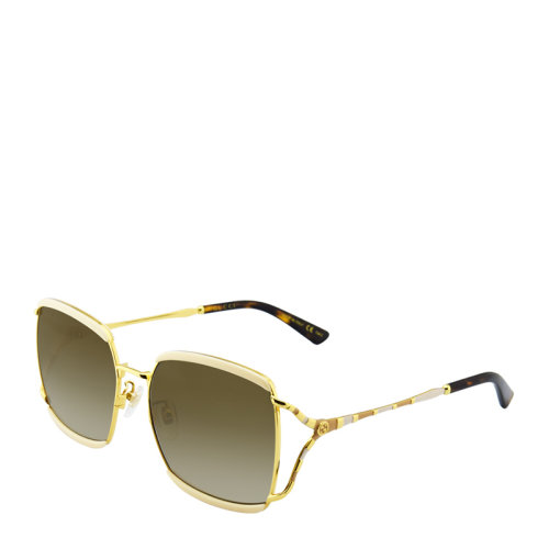 【 倪妮明星同款】GUCCI/古驰 珐琅 蛇纹 镂空 方形 女士 太阳镜 墨镜 眼镜 GG0593SK 59mm