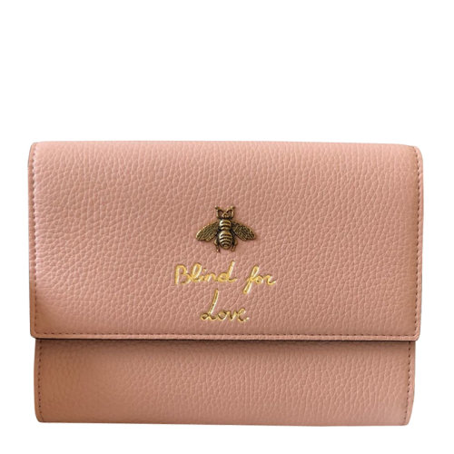 GUCCI/古驰女士牛皮黑色烫金蜜蜂斜挎包手包ai498097【奥莱】