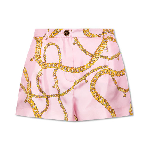 VERSACE/范思哲 女士粉色真丝链条印花装饰短裤 1003903-1A02881-5P220