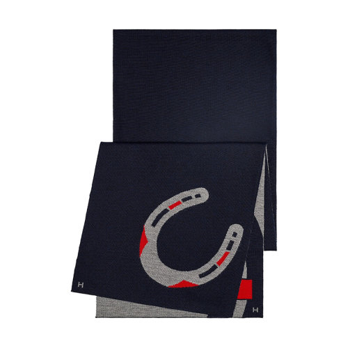 HERMES/爱马仕 22年早春新款 City Pocket系列 男士海军蓝羊绒羊毛混纺围巾H733807T02