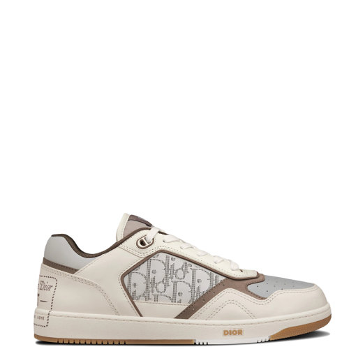 DIOR/迪奥 22年秋冬新款 B27系列 男士奶油白色/灰白色光滑牛皮革饰老花印花效果低帮运动鞋3SN272ZSR_H167