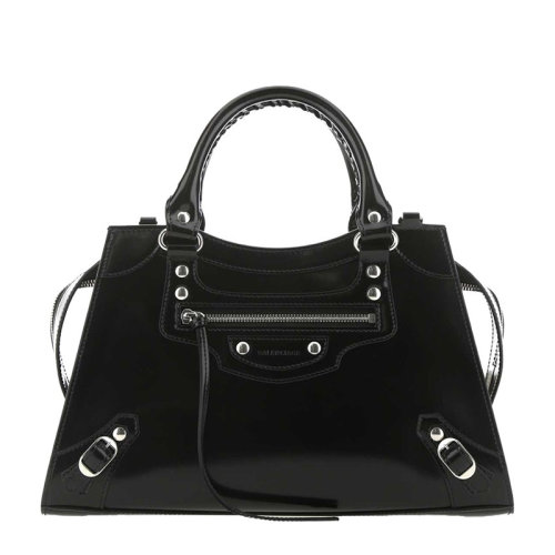 Balenciaga/巴黎世家 Neo Classic系列女士黑色小牛皮铆钉装饰单肩包斜挎包梯形包机车包女包 638521-11Q1Y-1000